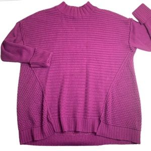 Dress Barn Purple Sweater Long Sleeve High Neck Hi-Lo Hem EUC 1X